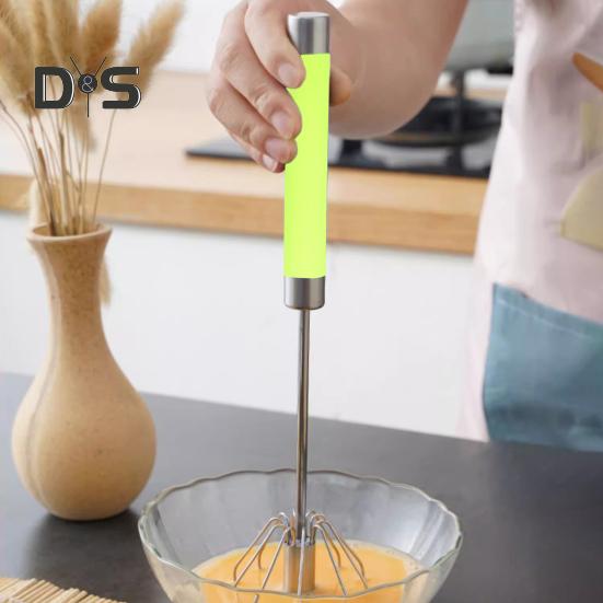 Stainless Steel Semi-Automatic Whisk Hand Push Mixer for Blending Beating Eggs Sauces Batter Egg Beater