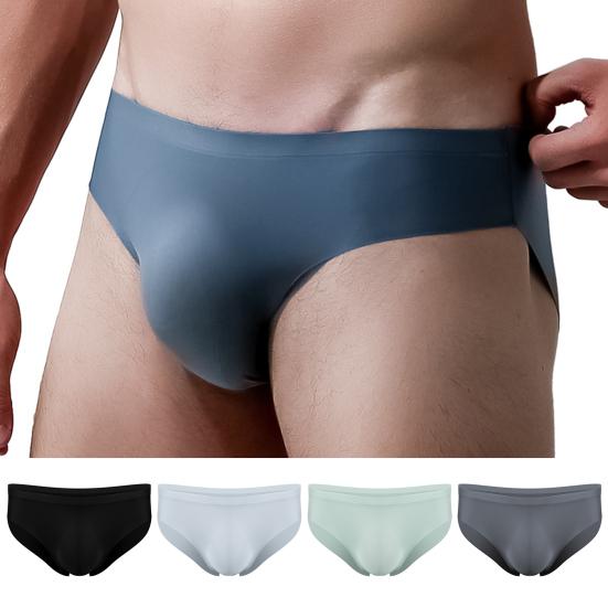Men Briefs Transparent Stretchy No Trace Hidden Waistband Plus Size Quick Dry Underpants