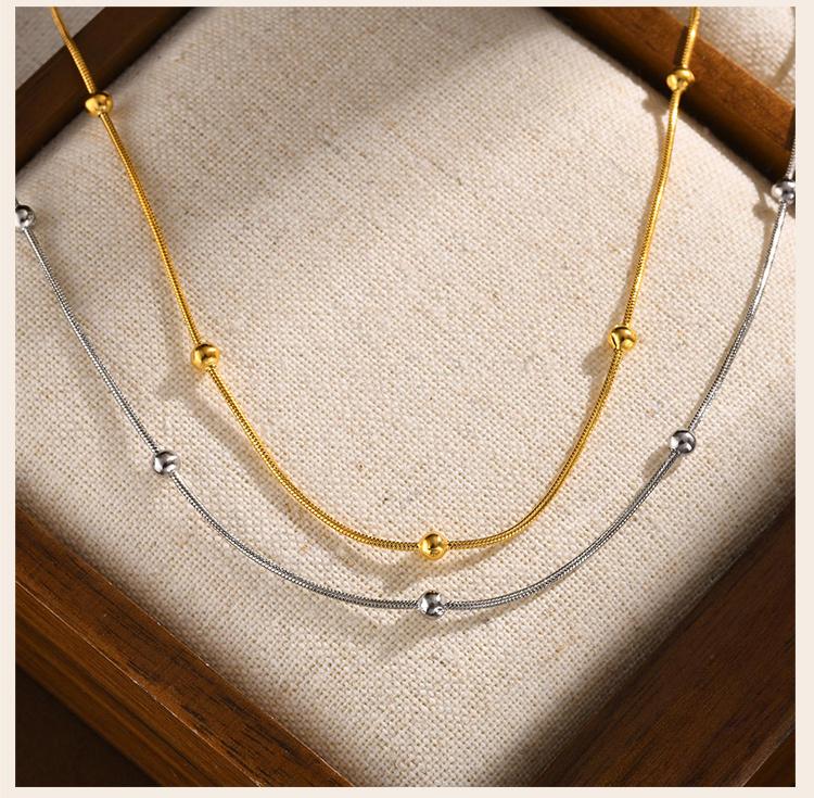 Stainless Steel Round Ball Chain Necklace,1mm Thin Link Necklace Fashion Jewelry for Women