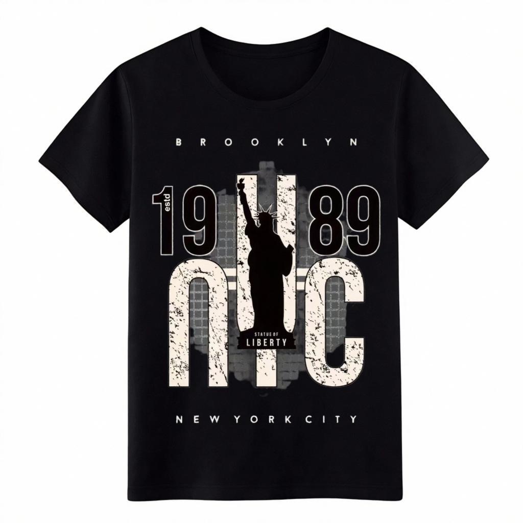 Unisex NYC 1989 Brooklyn Statue of Liberty Graphic Tee|NYC Trip&Souvenir T-Shirt