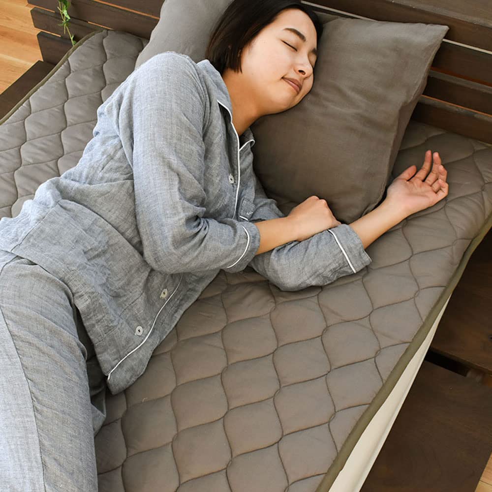 Mat pad made in Gauze that grows every time you Made in Japan Japanese bleached gauze bed pad no Hojicha Gray Beige Single S 100 x 205 cm Gauze cotton