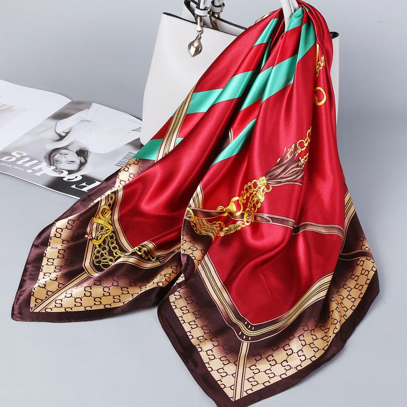 Women Silk Square Scarf Lady Bandana Head Wrap Shawl Satin Foulard Female Large Hijab Neckerchief Scarves Pashmina Headband