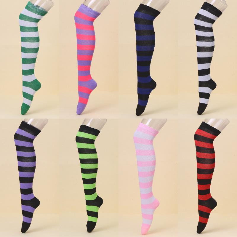 European & American Halloween Christmas Striped Over-the-Knee Socks for Women's Cosplay
