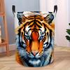 1pc Tiger Portrait Design Collapsible Laundry Basket Round Hamper for Clothing And Miscellaneous Items Circular Laundry Bin