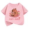 Kawaii Capybara Kids Tshirts Summer Short Sleeve Tees Cartoon Animal Boys Girls Clothes Kawaii Tops Y2K Children T-shirt