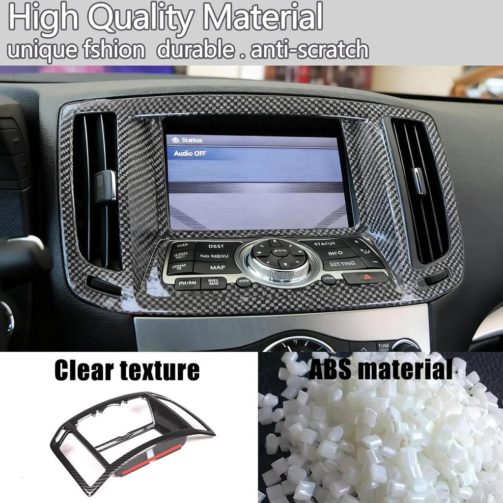 Car Center Console Air Outlet Navigation Panel Trim Cover Compatible with Infiniti G37 2007-2013, Dashboard Multimedia Navigation GPS Panel Trim