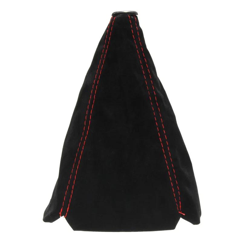 Car Gear Shift Collars Covers Red/Black/Yellow/Blue Suede PU Leather Gear Stick Shift Shifter Knob Cover Boot Gaiter