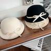 1pc Wool Beret Silk and Linen Bow Small Brim Mesh Top Hat Versatile Socialite Painter Hat