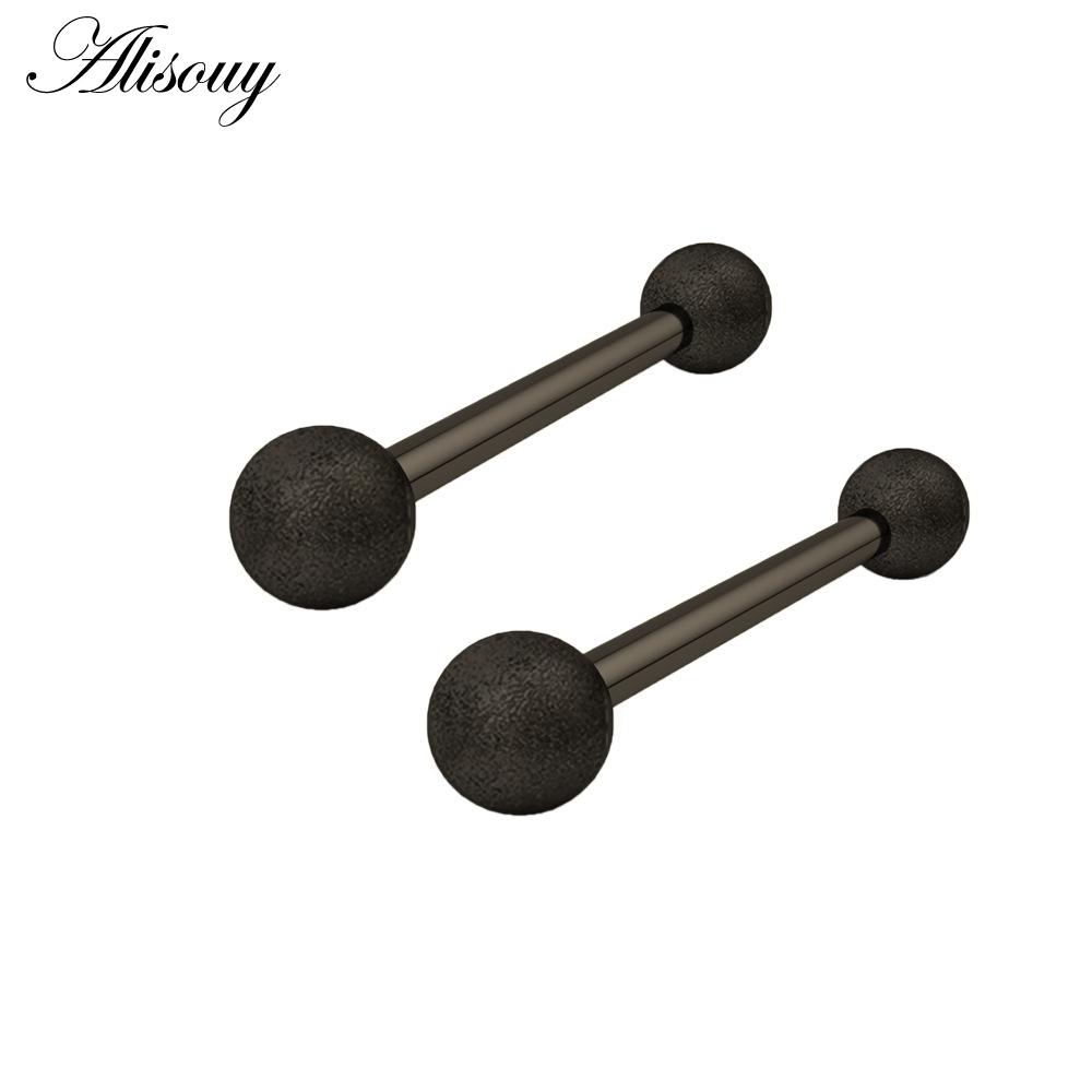 

Alisouy 2 шт. 14G нержавеющая сталь женщины длинная промышленная штанга язык сосок кольцо бар трагус спирали пирсинг уха ювелирные изделия для тела Style3 чёрный