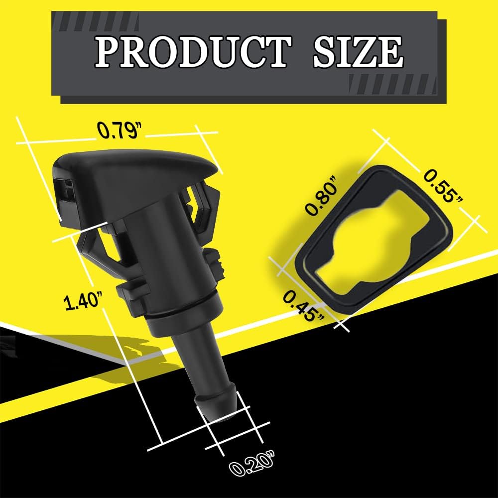 

ASUBHA 2PCS Front Windshield Washer Nozzles, Windshield Wiper Sprayer Nozzle Jet Kit Replacement for Chrysler, Dodge, Jeep, Ram Replaces 4805742AB,