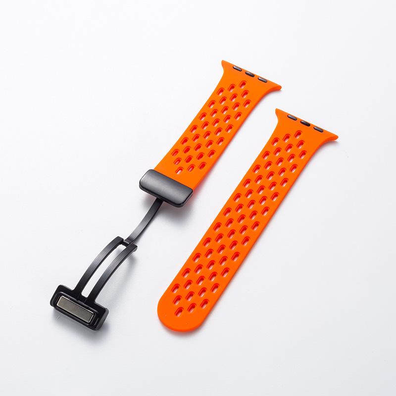 Apple S11 Ultra Single-Loop Sports iWatch Strap: Breathable Magnetic Buckle Silicone Wristband