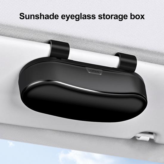 Car Storage Box with Shockproof Velvet Lining for Sunglasses And Small Items Automotive Eyeglasses Storage Case One-Hand Open Organizer