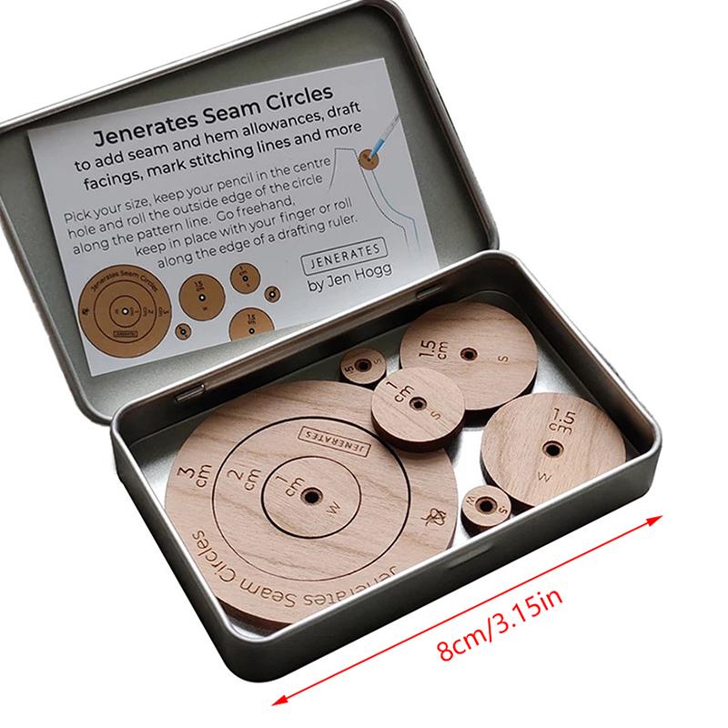 Jenerates Seam Circles, Wooden Circle Quilting Template Toos Set, Seam Admission Marker Seam Roller Tracing Wheel Sewing Tool