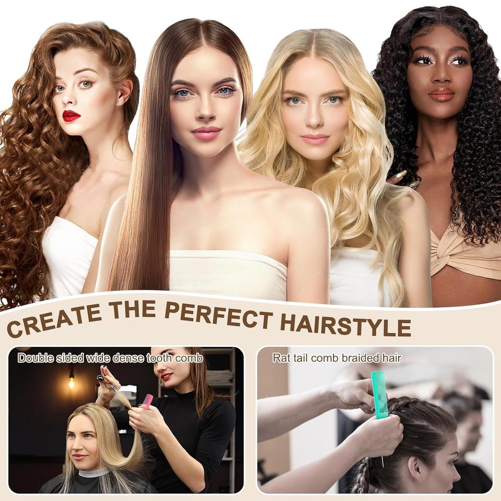 NICEMOVIC Comb for Women Wide Tooth Hair Combs & Rat Tail Comb Topsy Tail Hair Tool 10 PCS Hairs Combs Set Shaping Tool Suitable for Curling,