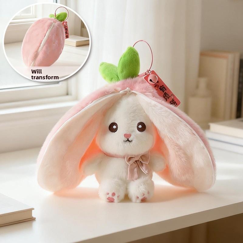 Cute Fruit Bunny Plush Doll With Pp Cotton Filling For Backpack Accessories