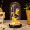 Three glass cover gold foil flower ornament, mother's Valentine's Day gift, luminous LED rose simulation bouquet