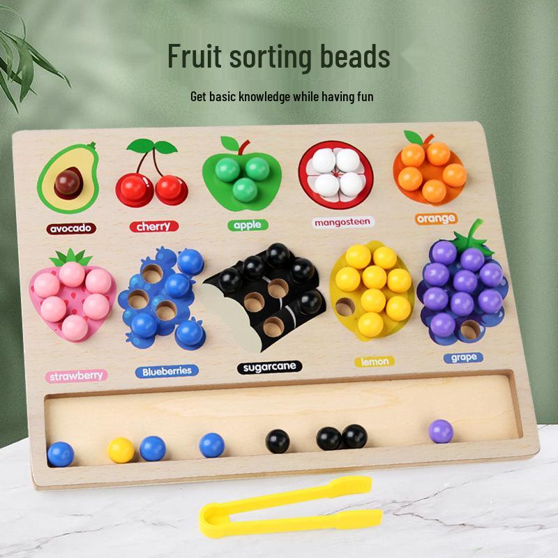 

Wooden Fruit Sorting and Matching Toy for Color Recognition and Fine Motor Skills Development