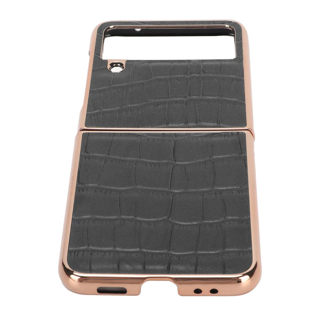 Leather Phone Case Scratch Resistant Nano Plating Folding Screen Phone Case Protective Phone Cover for Galaxy Z Flip4