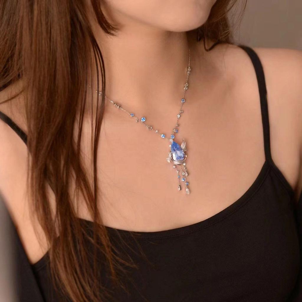 Incarnated As A Fish Koi Fringed Pendant Temperament Necklace Guochao Neck Chain Light Luxury High-End Guochao Collarbone Chain