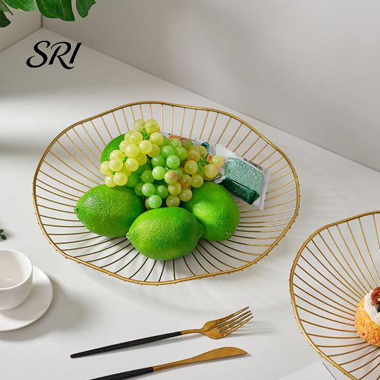 Luxury Dining Table Decor Household Fruit Plate Thickened Iron Bowl with Large-Capacity Draining Design for Elegant Kitchen Holder Counter Anti-Rust