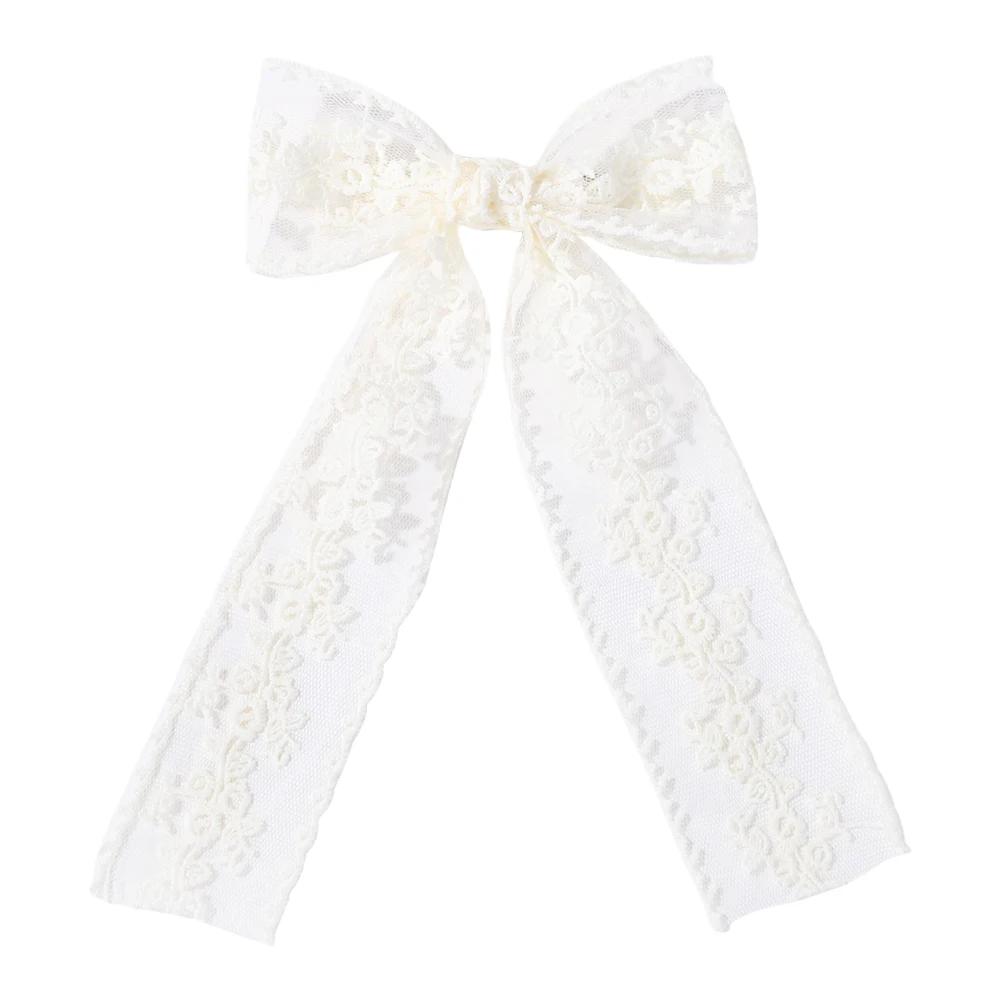 

1 шт. 8-дюймовые белые заколки для волос с длинными кисточками и бантами, элегантные женские заколки для волос с полым кружевом, милые головные уборы для девочек, аксессуары для волос, подарки