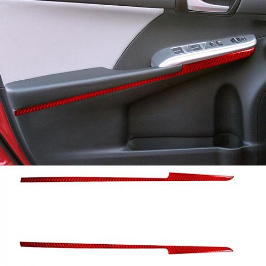 For Toyota Camry Red Carbon Fiber Interior Front Door Lower Cover Trim Strip