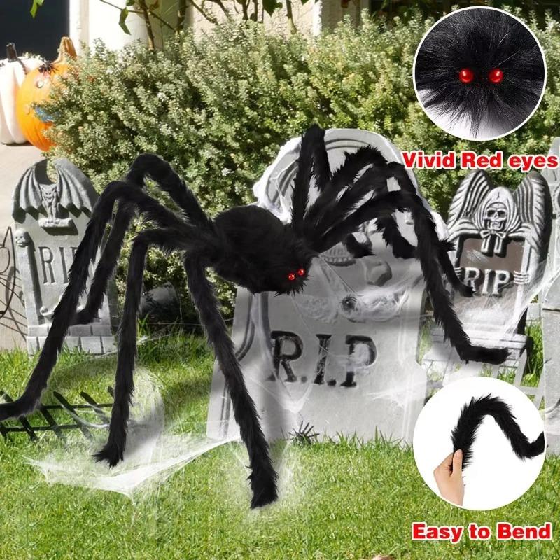 Halloween Decoration Giant Spider, Suitable for Garden Lawn and Indoor Decoration Props, Party Trick Simulation Balck Spider
