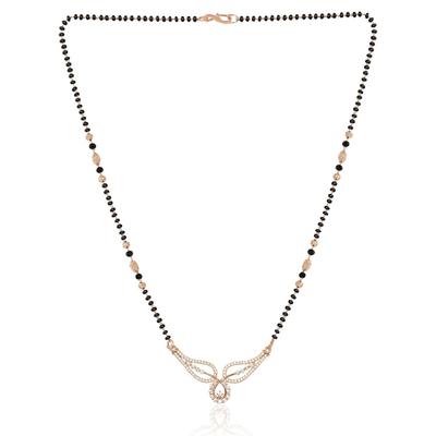 American Diamond Rose Gold Plated Designer Mangalsutra for Girls and Women (With Chain)