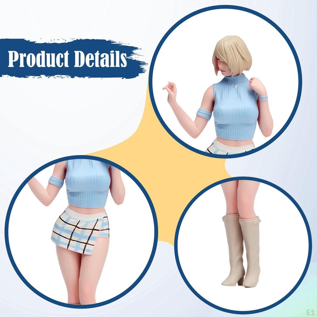 Hand-Painted Girl Figure, Female Character Diorama Miniature Figure for Fairy Dollhouse