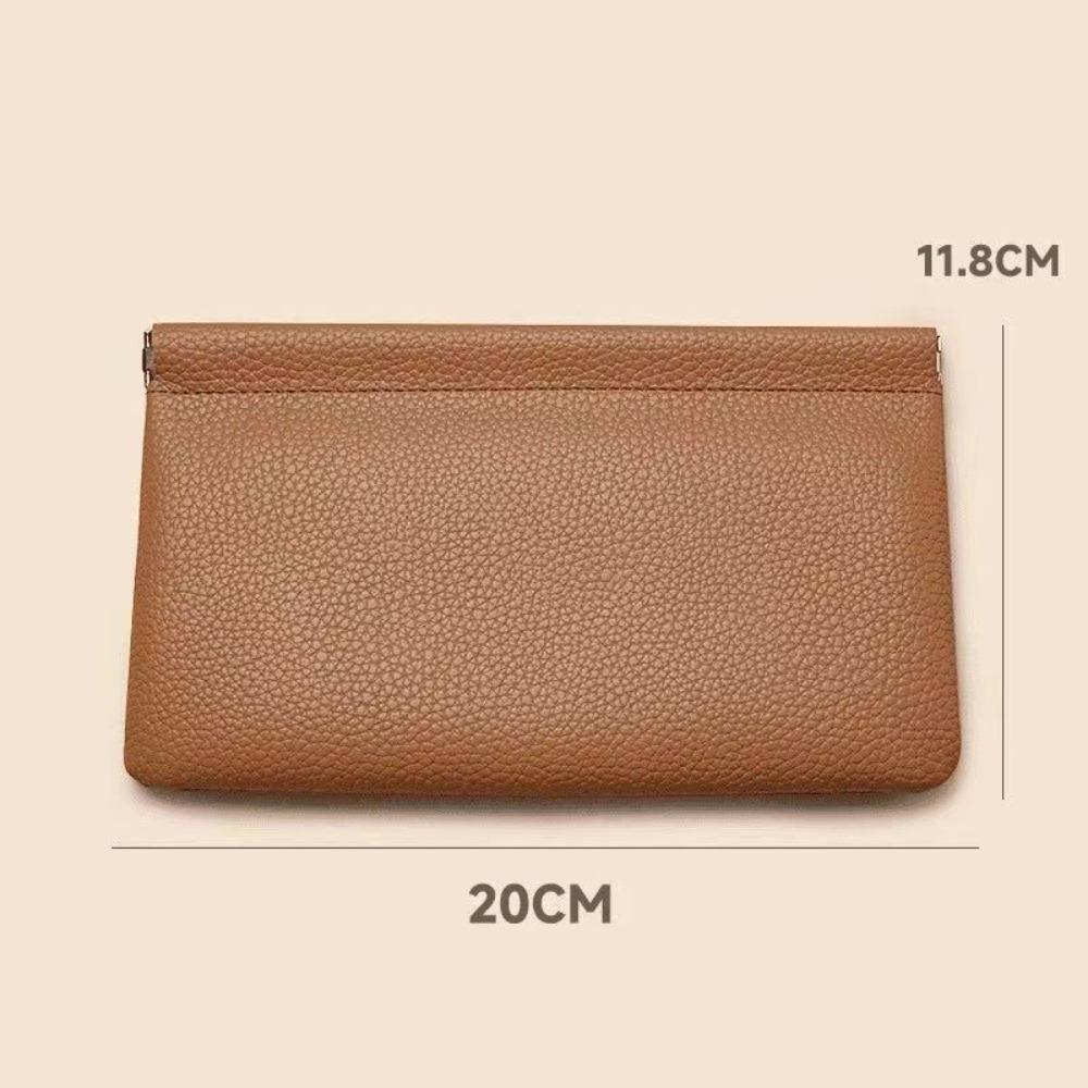 

Portable Pebbled Leather Self-closing Coin Purse Long Portable ID Holder Wallet Storage Cash Pouch Data Cable Storage Cash Pouch коричневый
