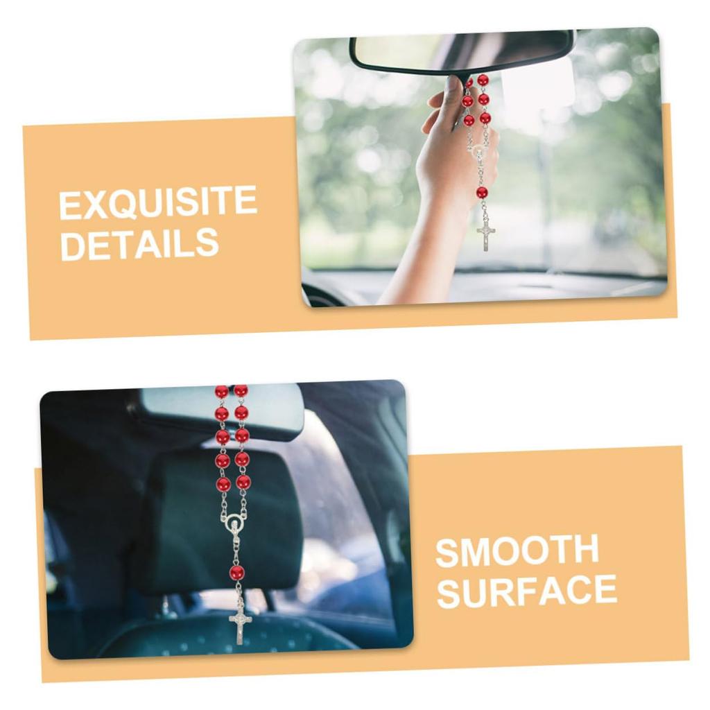 ETHZZLE Mirror Decor Car Men Women Decor Rosary Beads Catholic Auto Rosary for Rearview