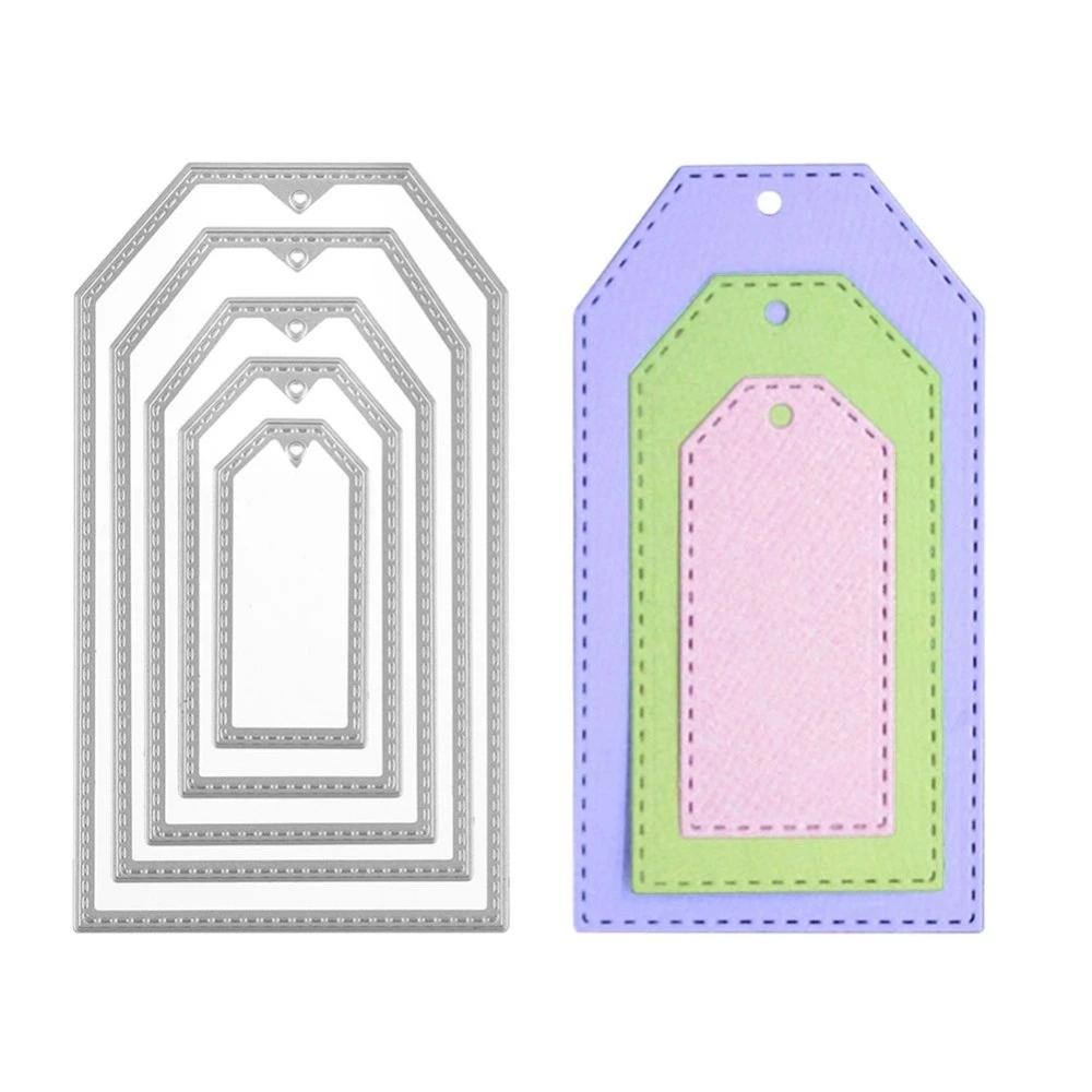 5Pcs/set Label Frame Christmas Tag Stencils Scrapbooking Photo Album Paper Cards Embossing Craft Die