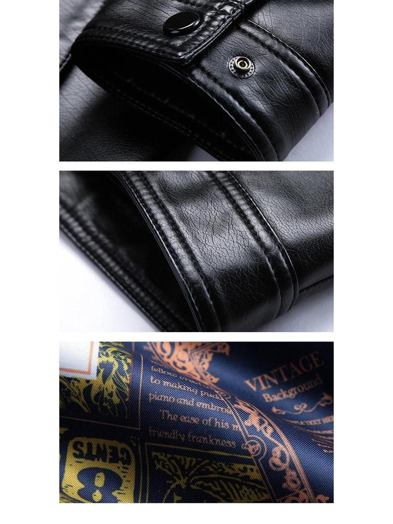 Men's Casual Autumn Leather Jacket - Middle-aged Plus Velvet Thick Style