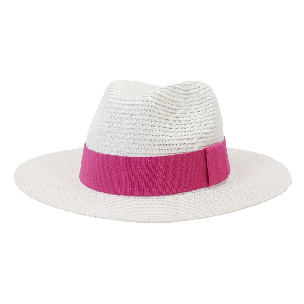 2022 New Summer Straw Sun Hat For Women Fashion Wide Side Panama Cap Outdoor Beach Holiday Jazz Fedora Hat 60CM