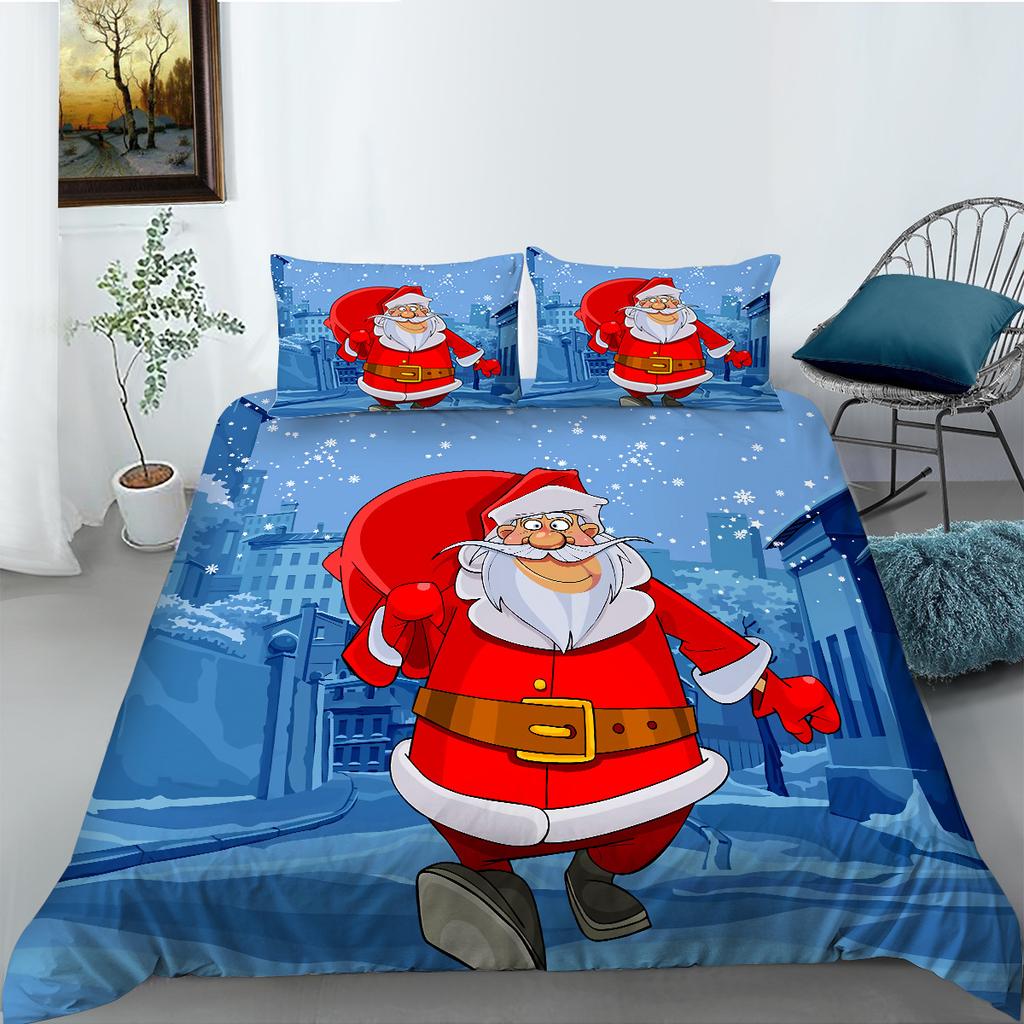 Vánoční dekorace Přikrývka na peřinu Povlak na polštář Dvou Třídílná sada Polyester 3D Digitální tisk Sváteční dárek