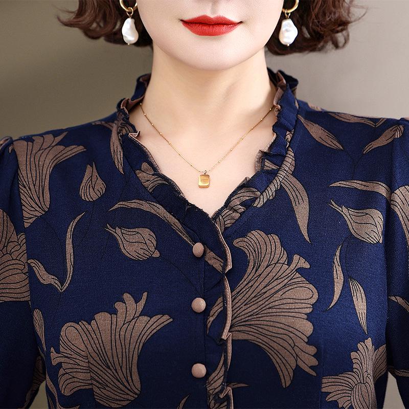 Rochie lungă elegantă de primăvară/toamnă pentru femei de vârstă mijlocie și vârstnice - Slimming, la modă și disponibilă în mărimi mari