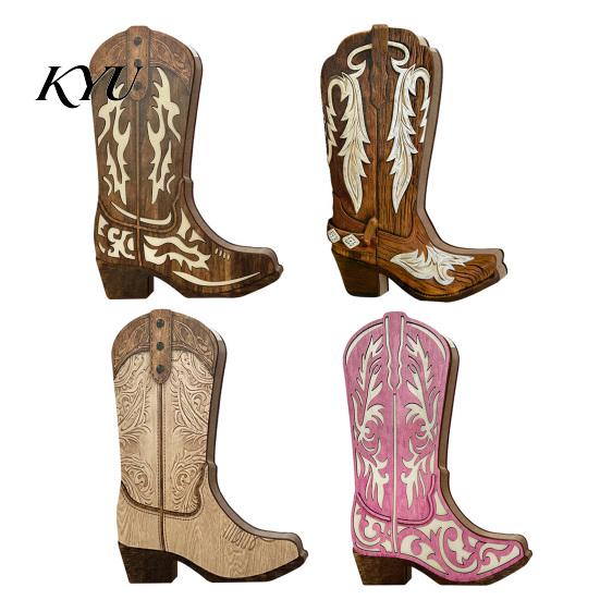 Indoor Plant Display for Living Room Wooden Cowboy Boots Wall Planter Plants, Western Boot Flower Hanging Vase Floral Container Dried Flowers