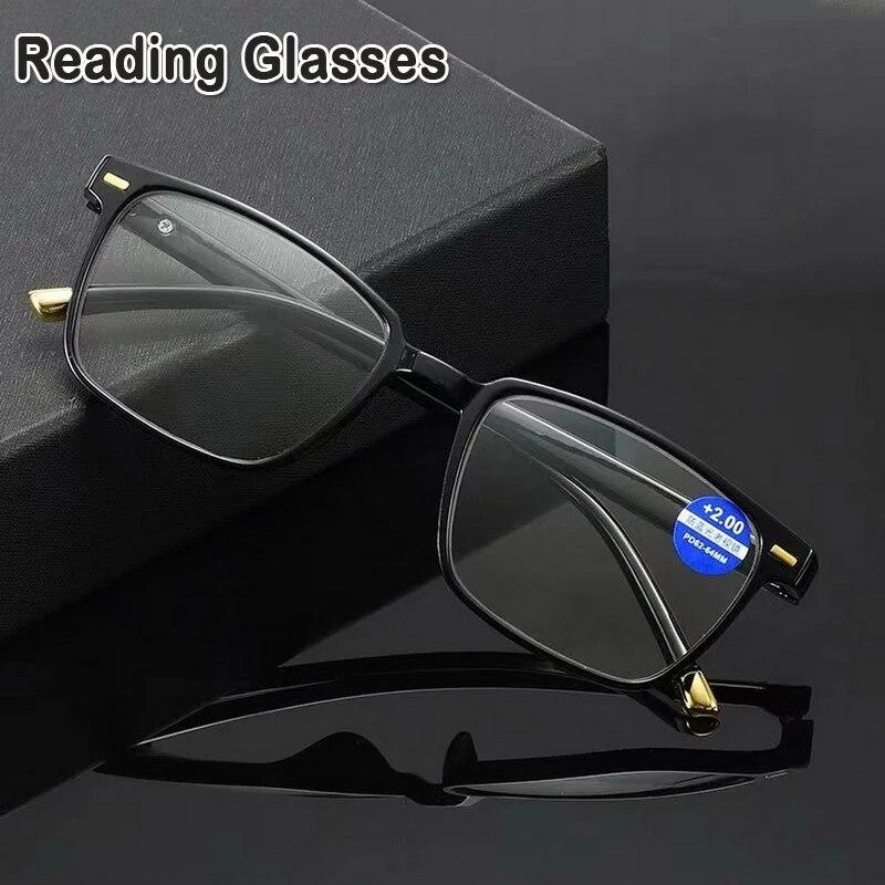 Classic Square Frame Anti Blue Light Reading Glasses for Men Women Rectangular Office Presbyopia Eyewear Anti Fatigue