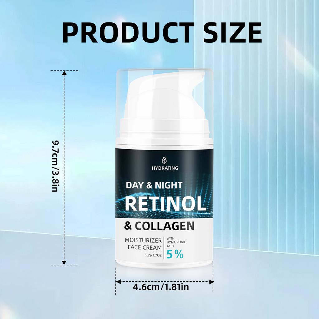 Nawilżający Krem na Dzień i Noc 50g – Krem Przeciwstarzeniowy z Retinolem i Kolagenem dla Jędrnej i Nawilżonej Skóry