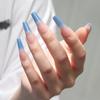 Artificial Nails Translucent Blue Gradient Wearable Fake Nails Manicure Patches