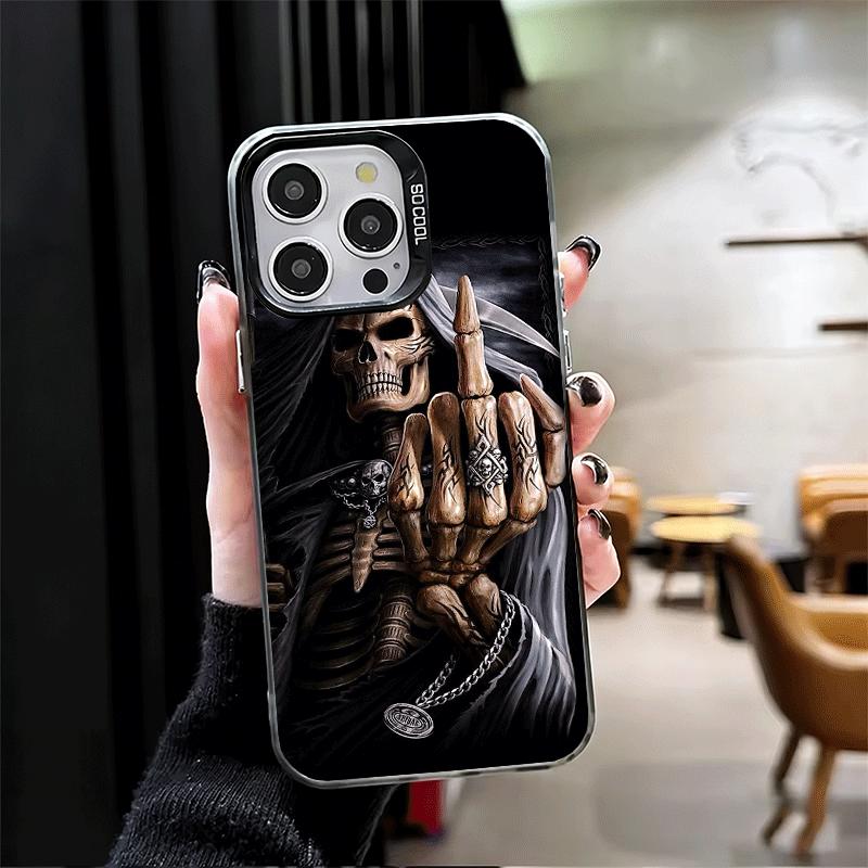 Grim Reaper Skeleton Funny Style Soft Phone Case for iPhone 15 16 17 Pro Max 17Air 16E 14 Plus 13 12 Mini Shockproof Cover Back