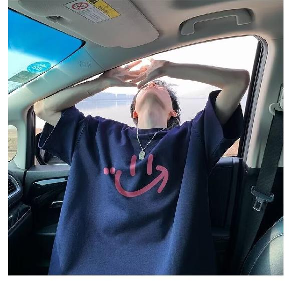 

Мужская модная футболка с круглым вырезом и короткими рукавами с принтом для лета, свободный повседневный топ 3XL темно-синий