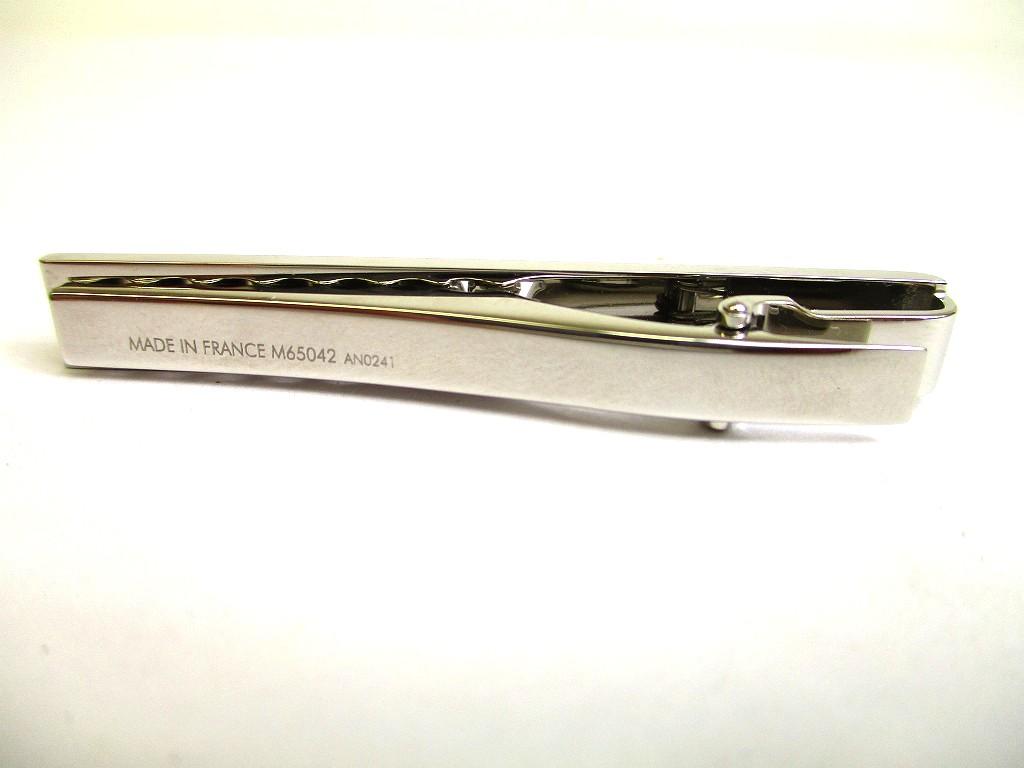 Authentic LOUIS VUITTON Silver Steel Champs Elysees Tie Clips #b173 Certified - Refurbished