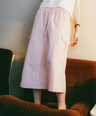 Rosiro String Cargo Long Skirt Pink