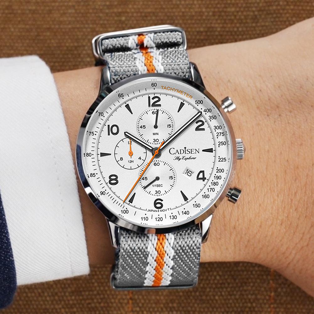 CADISEN 7067 Multifunctional Three-eye Six-pin Men's Quartz Watch OS10 Quartz Movement Fashion Casual Quartz Watch