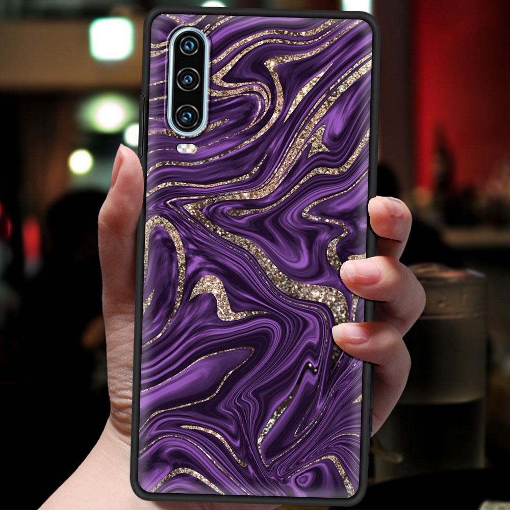 Marble Pattern Gold Glitter Case For Huawei P50 P40 P30 Lite E P20 Pro Y9 Y7 Y6 2019 P Smart 2021 Z Y6p Y7a Y9s Phone Cover Soft