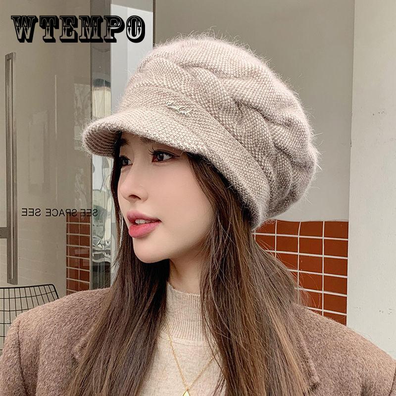 

Hat Ladies Winter Fashion Warm Knitted Wool Hat Autumn and Winter Cycling Ear Protection Peaked Cap One Size бежевий
