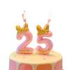 Pink Birthday Candle 0-9 Number Cake Topper Candles for Kids Baby Girls 1st Birthday Party Decoration Supplies DIY Baking Tools