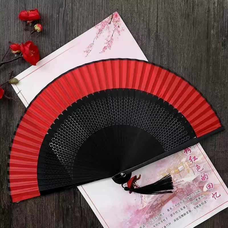 Fan Ancient Style Folding Fan Women Folding Bamboo Fan Classical Ancient Costume Hanfu Online Celebrity Gift Dancing Fan Summer
