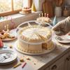 Taglia torta a 6/8 fette con manico, affettatore, anti-ruggine, pressa per tagliare la pizza, strumento per torte a strati in plastica, divisore per pane